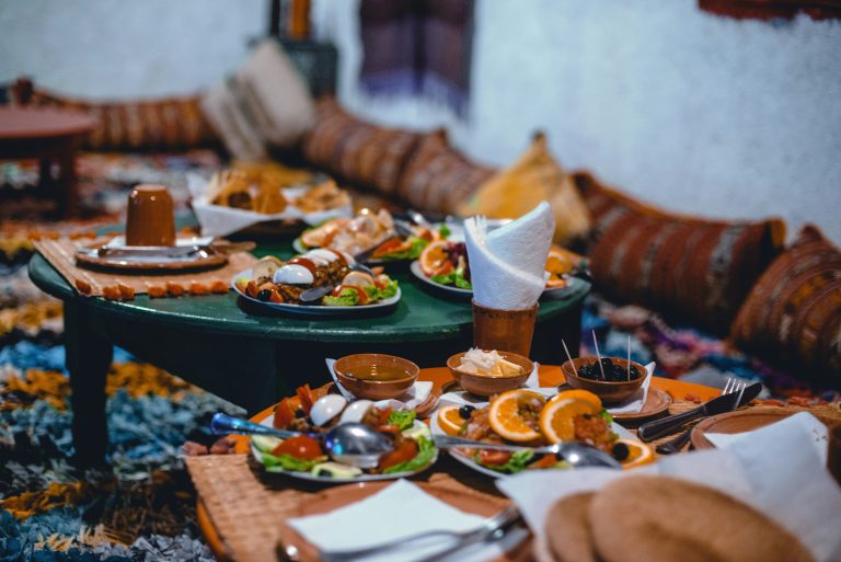 Moroccan Cooking | Traditional Moroccan food spread | Evolve Tours