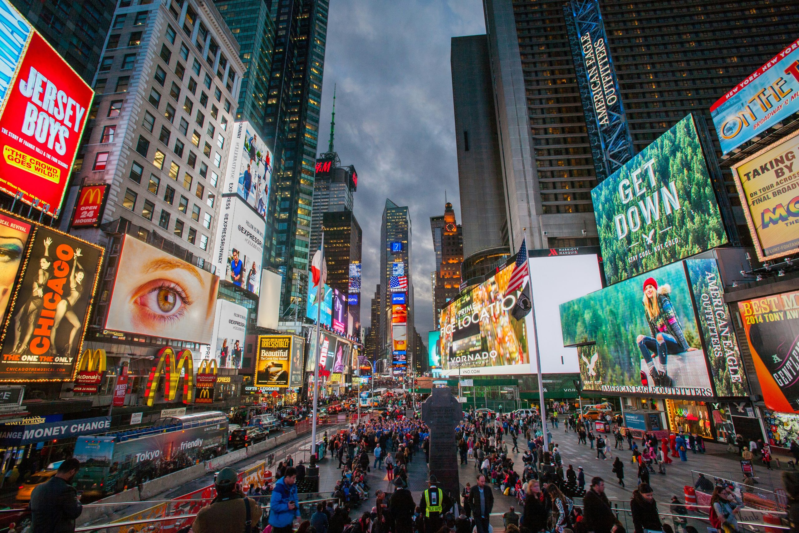 New York Trips | Times Square with bright billboards | Evolve Tours