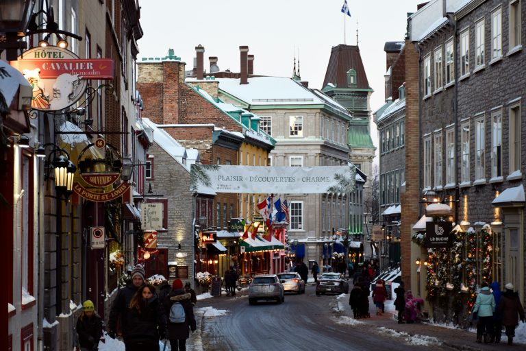 Quebec School Trip | Old Quebec street in winter | Evolve Tours