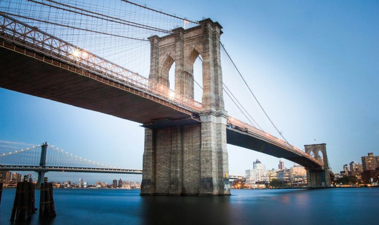 New York City | students walking across the brooklyn bridge | Evolve Tours