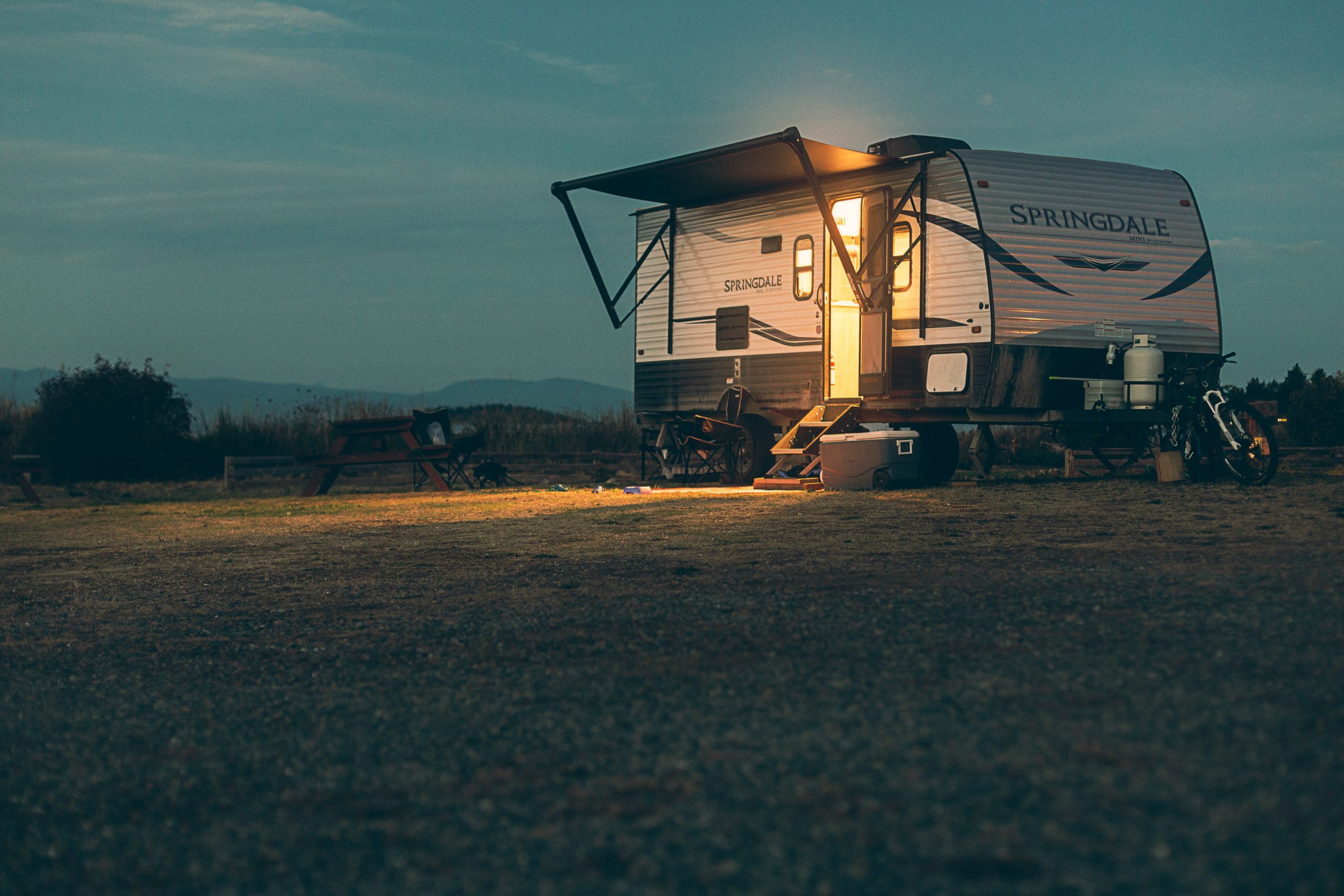 RV Parks in the Eastern USA | RV at night in field | Evolve Tours