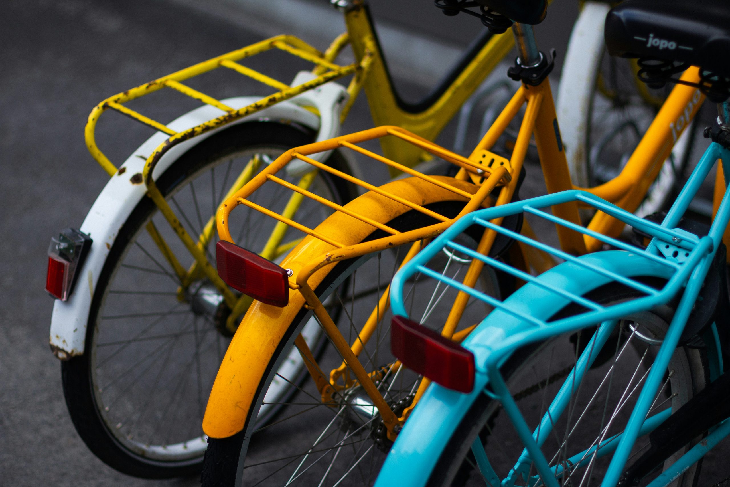 Low-Impact Transportation | Closeup of three colorful bikes | Evolve Tours